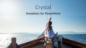  Presentation with sailing - Audience pleasing slide set consisting of woman sailing in the ionian sea in lefkas greece backdrop and a light blue colored foreground