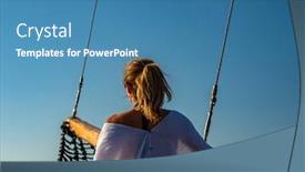  Presentation with sailing - Beautiful presentation design featuring woman-sailing-in-the-ionian backdrop and a teal colored foreground