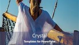  Presentation with sailing - Presentation theme with woman-sailing-in-the-ionian background and a ocean colored foreground