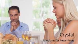  Presentation with grace - Colorful presentation theme enhanced with woman saying grace with family backdrop and a coral colored foreground