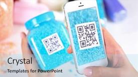  Presentation with scanning - Colorful theme enhanced with woman scanning voucher code backdrop and a arctic colored foreground