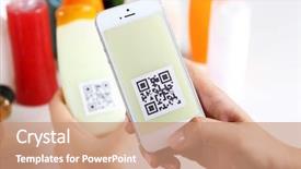  Presentation with scanning - Beautiful PPT layouts featuring woman scanning voucher code backdrop and a coral colored foreground