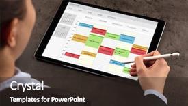  Presentation with tablet - Cool new presentation with woman schedule her weekly program backdrop and a wine colored foreground