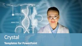  Presentation with dna molecule - Audience pleasing PPT layouts consisting of woman scientist touching dna molecule backdrop and a teal colored foreground