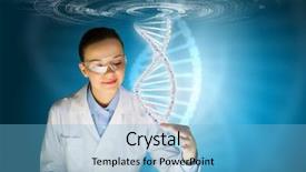  Presentation with dna molecule - Amazing presentation having hospital code - woman scientist touching dna molecule backdrop and a light blue colored foreground