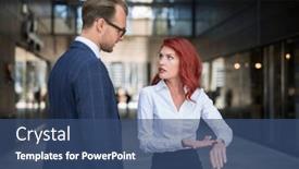  Presentation with late - Presentation theme featuring woman-scolding-a-colleague background and a ocean colored foreground