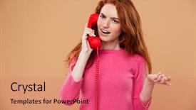  Presentation with pretty girl - Beautiful theme featuring woman scream - close up portrait backdrop and a red colored foreground