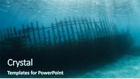  Presentation with woman sport - Slides with woman scuba diver exploring ship background and a navy blue colored foreground