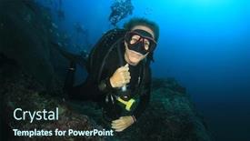  Presentation with scuba diving - PPT layouts enhanced with woman scuba diving background and a wine colored foreground