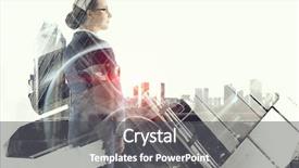  Presentation with modern medicine cardiology concept mixed - PPT theme featuring woman search leadership - businesswoman against city background mixed background and a dark gray colored foreground