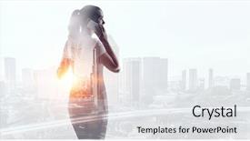  Presentation with city - PPT layouts having woman search leadership - businesswoman against modern city background background and a white colored foreground
