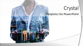  Presentation with lifestyle - Slide deck having woman search leadership - modern business lifestyle background and a  colored foreground