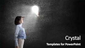  Presentation with light bulb or lightbulb - Cool new slides with woman search leadership - young businesswoman blinded with light backdrop and a black colored foreground