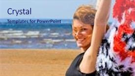  Presentation with portfolio - Cool new slide set with woman - see similar images of this beach series in my portfolio backdrop and a light blue colored foreground