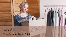  Presentation with conscious - Presentation having woman-selecting-clothes background and a coral colored foreground