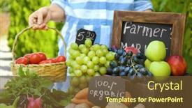  Presentation with fresh fruits vegetables - Theme featuring selling fresh fruits and vegetables background and a tawny brown colored foreground