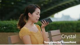  Presentation with audio - Slide set enhanced with woman-send-audio-message background and a coral colored foreground