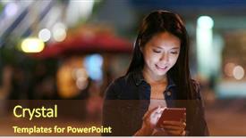  Presentation with sms - Amazing theme having woman send sms on cellphone backdrop and a tawny brown colored foreground