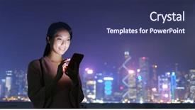  Presentation with sms - PPT layouts having woman send sms on cellphone background and a ocean colored foreground