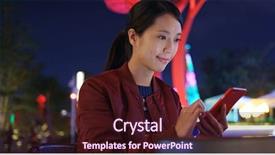  Presentation with sms - Beautiful PPT theme featuring woman send sms on cellphone backdrop and a wine colored foreground