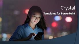  Presentation with sms - Amazing presentation having woman-send-sms-on-cellphone backdrop and a tawny brown colored foreground