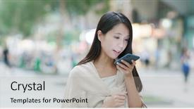  Presentation with audio - Theme having woman sending audio message background and a light gray colored foreground