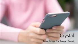  Presentation with nurse cellphone - PPT theme featuring woman sending message on cellphone background and a  colored foreground