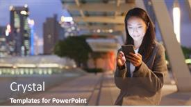  Presentation with sms - Cool new presentation with woman sending sms on cellphone at night backdrop and a violet colored foreground