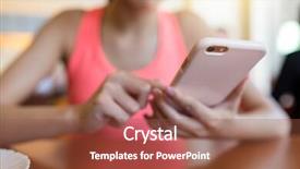  Presentation with sms - Audience pleasing presentation design consisting of woman sending sms on mobile phone backdrop and a tawny brown colored foreground