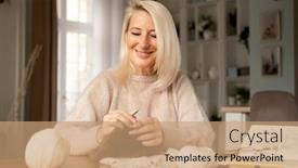  Presentation with knitting - Presentation enhanced with woman-senior-adult-knitting-concept background and a coral colored foreground