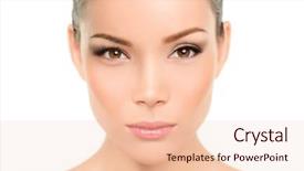  Presentation with beauty makeup - Audience pleasing theme consisting of woman serious portrait of beautiful backdrop and a lemonade colored foreground