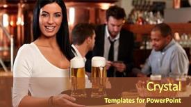  Presentation with bar - Audience pleasing presentation theme consisting of woman serving beer in bar backdrop and a tawny brown colored foreground