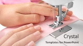  Presentation with stitch - Colorful presentation design enhanced with woman sewing on machine closeup backdrop and a lemonade colored foreground