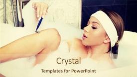  Presentation with razor - Amazing slide set having woman shaving her leg with razor in bathroom backdrop and a cream colored foreground