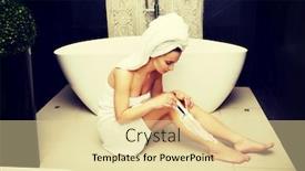  Presentation with razor - PPT layouts consisting of woman-shaving-her-leg background and a blonde colored foreground