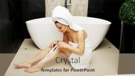  Presentation with shaving - Colorful slide deck enhanced with woman shaving her leg backdrop and a soft green colored foreground