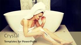  Presentation with shaving - Beautiful slides featuring woman-shaving-her-leg backdrop and a blonde colored foreground