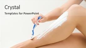  Presentation with shaving - Beautiful presentation featuring woman shaving her leg backdrop and a sky blue colored foreground