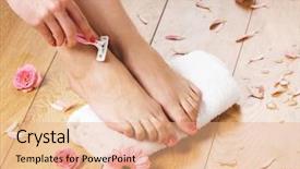  Presentation with shaving - Slide deck consisting of healthy food feeding concept carrot and apple on kitchen table background and a coral colored foreground