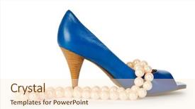  Presentation with shoes - Audience pleasing theme consisting of woman shoes and necklace isolated on the white background backdrop and a lemonade colored foreground