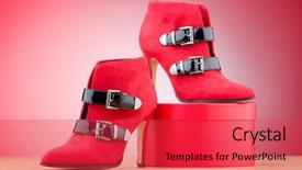  Presentation with fashion shoes - Presentation theme having woman shoes in the fashion background and a red colored foreground