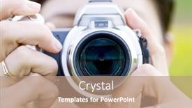  Presentation with shooting - PPT theme having woman-shooting-with-point background and a coral colored foreground