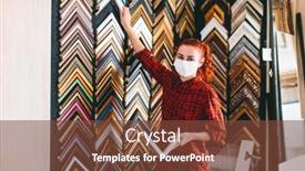  Presentation with face mask - Theme having woman-shop-assistant-in-face background and a tawny brown colored foreground