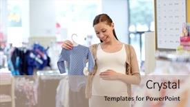  Presentation with happy baby - PPT theme having customer expectations - pregnancy people sale and expectation background and a coral colored foreground