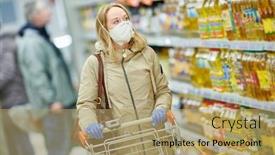  Presentation with food mask - Theme enhanced with woman-shopping-at-food-supermarket background and a coral colored foreground