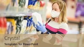  Presentation with food mask - PPT layouts featuring woman-shopping-at-food-supermarket background and a coral colored foreground
