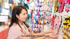  Presentation with bangkok - PPT theme with woman-shopping-at-street-market background and a coral colored foreground