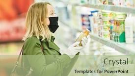  Presentation with food mask - Cool new slides with woman-shopping-dairy-food-supermarket backdrop and a mint green colored foreground