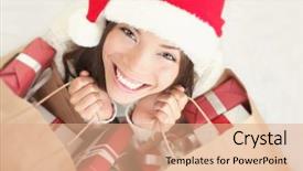  Presentation with gifs christmas - Presentation having woman shopping for christmas gifts background and a coral colored foreground
