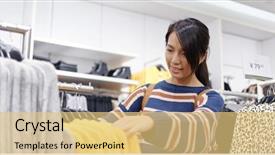  Presentation with fashion - Cool new theme with woman shopping for clothes fashion backdrop and a  colored foreground